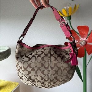 Coach Brown and Pink Shoulder Bag